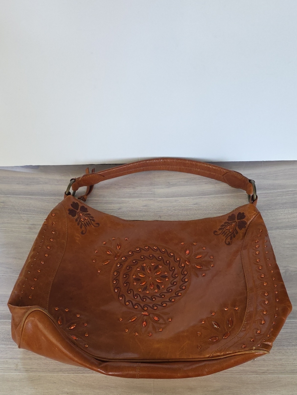 VNTG Wilsons Leather Large Rhinestone Gem Hobo Boho Western Shoulder Handbag - Picture 2 of 16